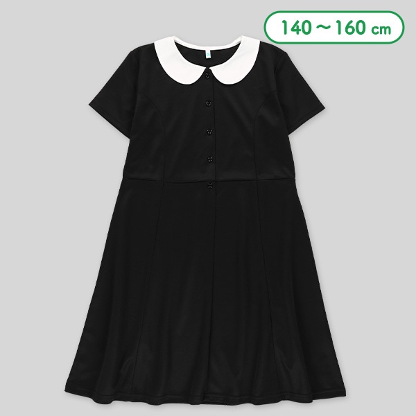 ポンチ襟付きフォーマル半袖ワンピース