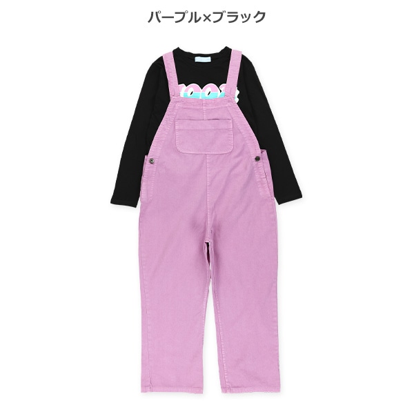 カラーデニムサロペット&長袖Tシャツセット