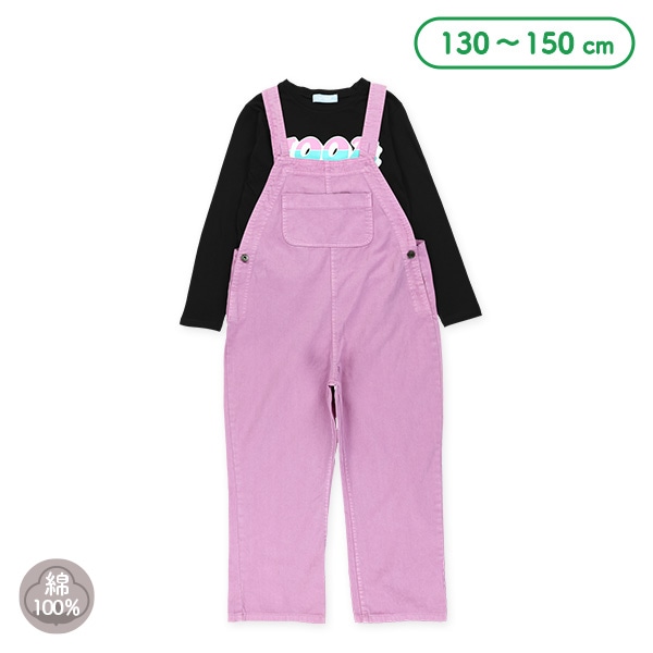 カラーデニムサロペット&長袖Tシャツセット