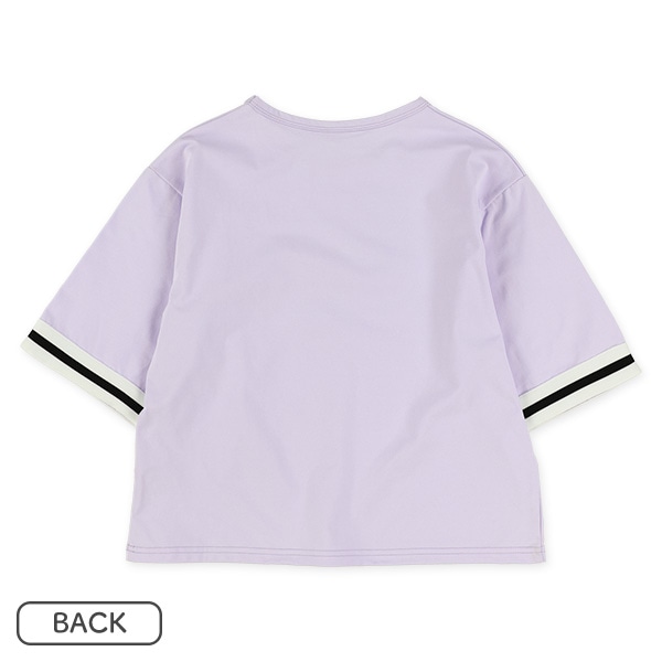 エステル袖裾ライン5分袖Ｔシャツ＆パンツセット