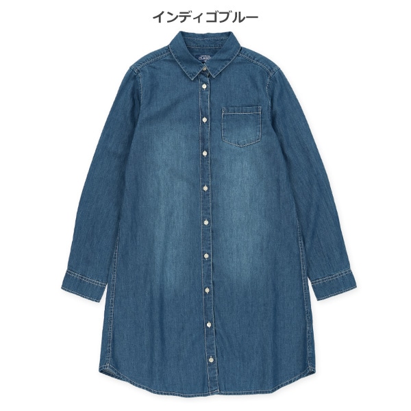デニム長袖シャツワンピース