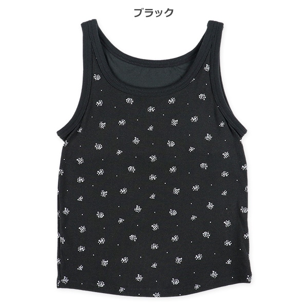 カップ付き裏メッシュ丈短めタンクトップ肌着（小花柄）