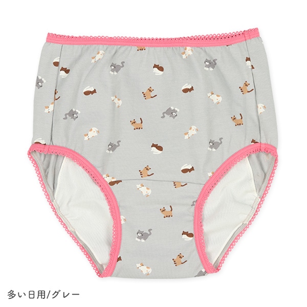 2枚組サニタリーショーツ（レース・ねこ）