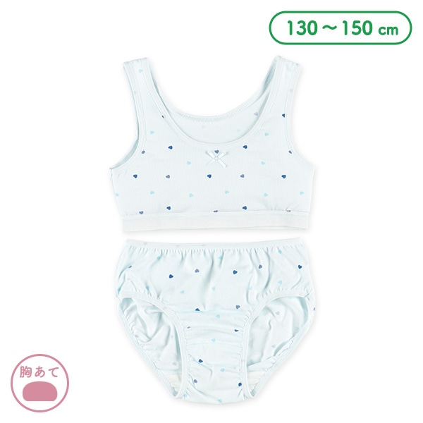 胸当て付きハーフトップ&ショーツセット（ハート）