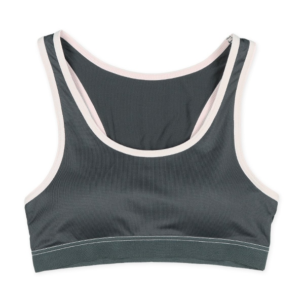 カップ付きハーフトップ&ショーツセット（チャコールグレー）