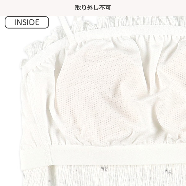 カップ付き裏メッシュクロップド丈ハーフトップ（リボン総柄）