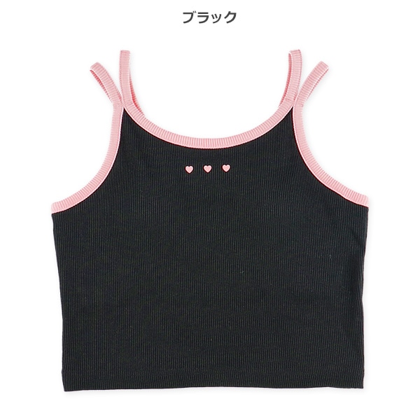 カップ付き裏メッシュクロップド丈ハーフトップ（ハート）