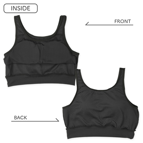 カップ付きショート丈タンクトップ肌着（ブラック・リブ）