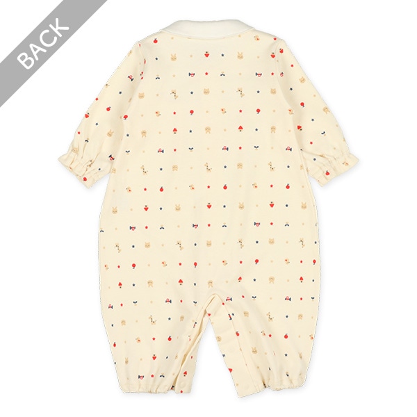 スムース襟付き切り替え刺繍長袖コンビドレス