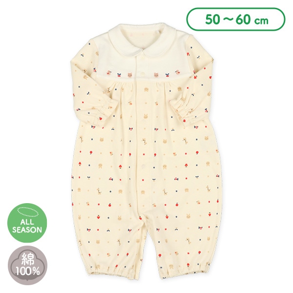 スムース襟付き切り替え刺繍長袖コンビドレス