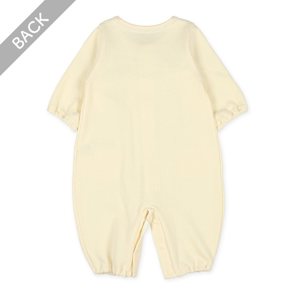 スムースヨーク刺繍変わり編み長袖コンビドレス