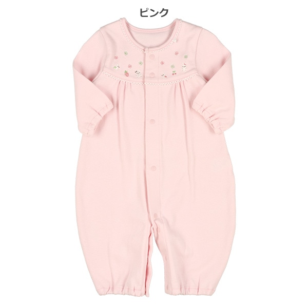 スムースヨーク切り替え刺繍長袖コンビドレス