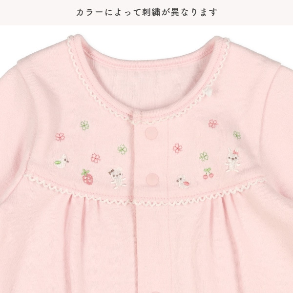 スムースヨーク切り替え刺繍長袖コンビドレス