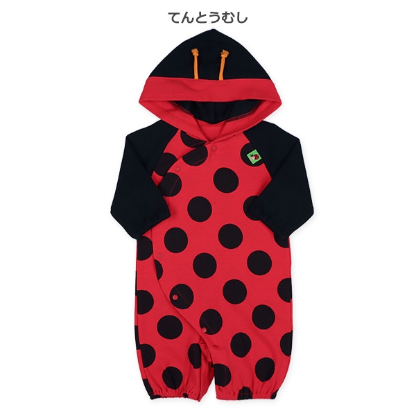 スムース着ぐるみ長袖コンビドレス（うし・てんとうむし・はち）