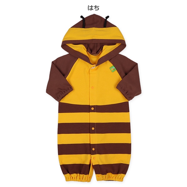 スムース着ぐるみ長袖コンビドレス（うし・てんとうむし・はち）