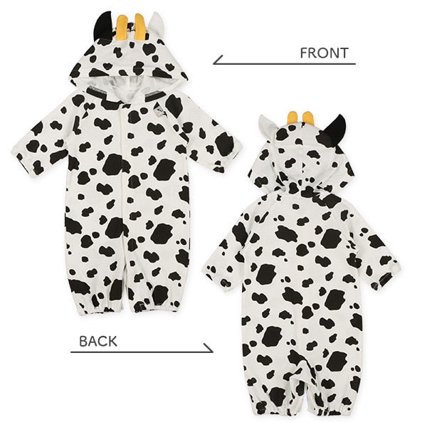 スムース着ぐるみ長袖コンビドレス（うし・てんとうむし・はち）