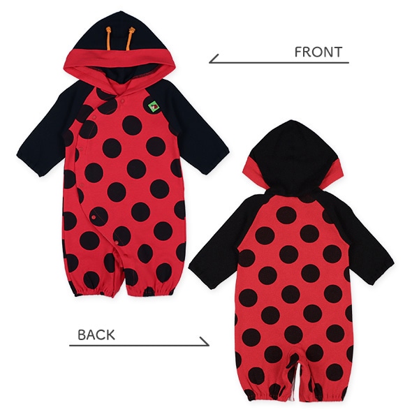 スムース着ぐるみ長袖コンビドレス（うし・てんとうむし・はち）