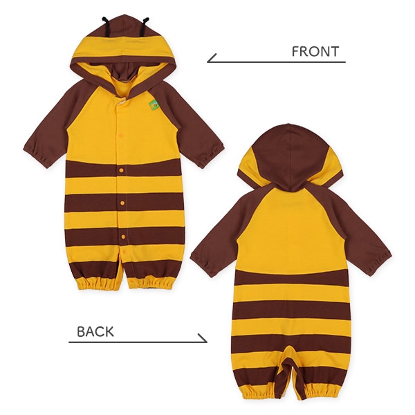 スムース着ぐるみ長袖コンビドレス（うし・てんとうむし・はち）