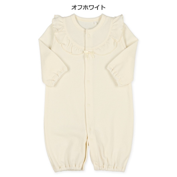 針抜き丸ヨーク無地長袖コンビドレス