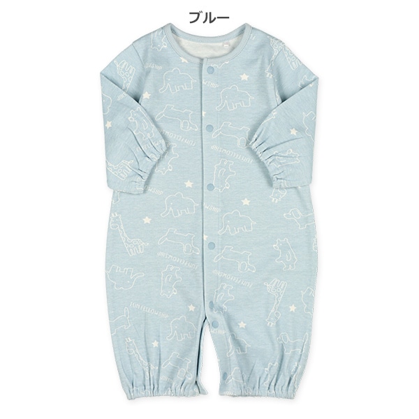 スムース白抜きアニマル長袖コンビドレス