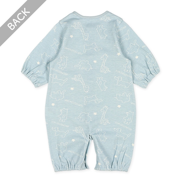 スムース白抜きアニマル長袖コンビドレス