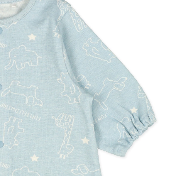 スムース白抜きアニマル長袖コンビドレス