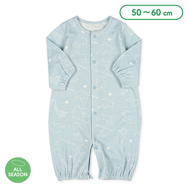 スムース白抜きアニマル長袖コンビドレス