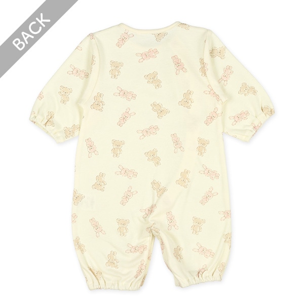 スムースハローくまうさぎ長袖コンビドレス