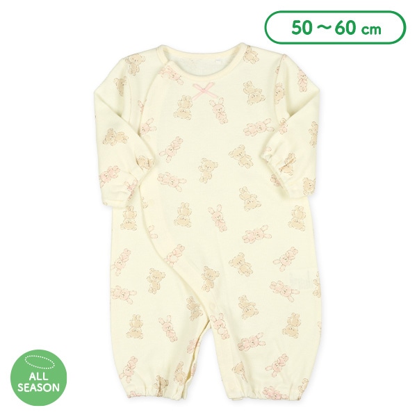 スムースハローくまうさぎ長袖コンビドレス