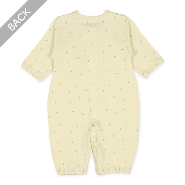 スムースくま刺繍星柄長袖コンビドレス