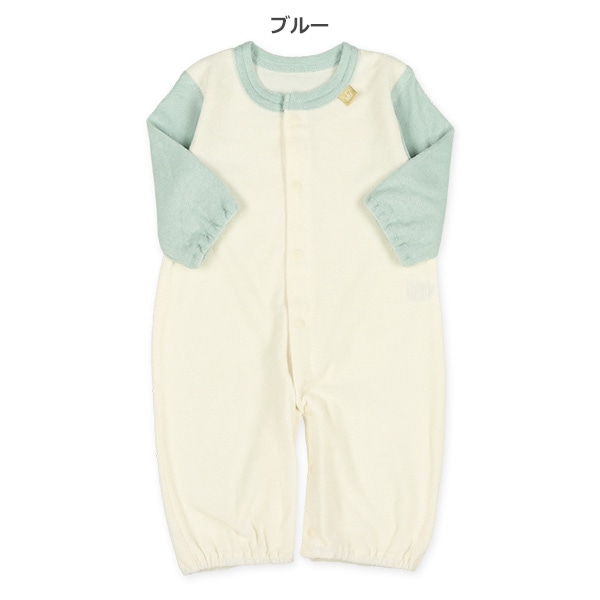 パイルカラー袖配色長袖コンビドレス