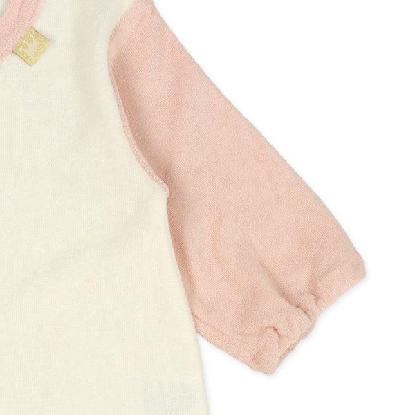 パイルカラー袖配色長袖コンビドレス