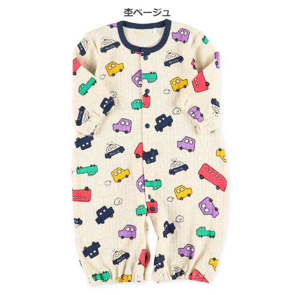 スムースカラフルくるま柄長袖コンビドレス