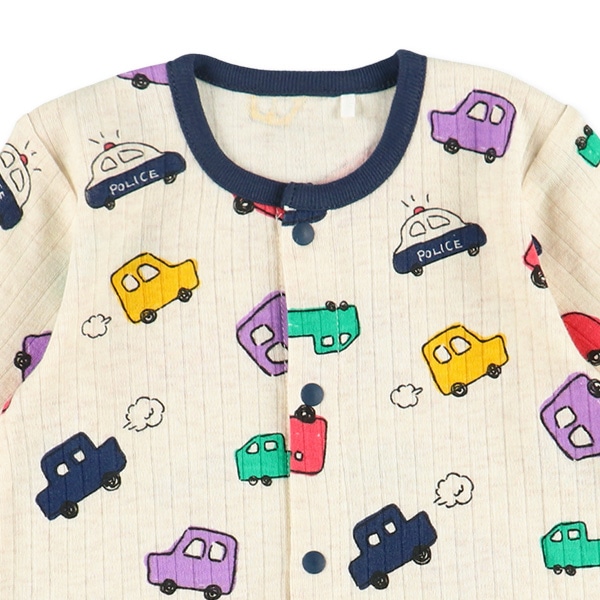 スムースカラフルくるま柄長袖コンビドレス