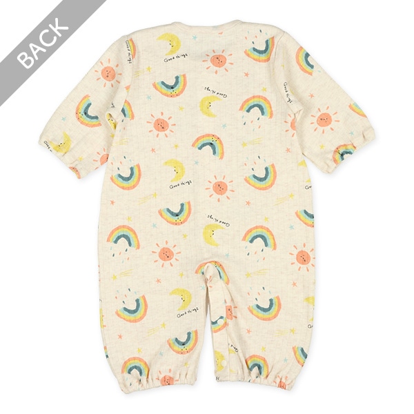 スムースレインボー総柄長袖コンビドレス