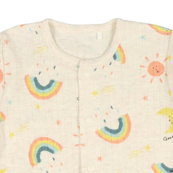 スムースレインボー総柄長袖コンビドレス