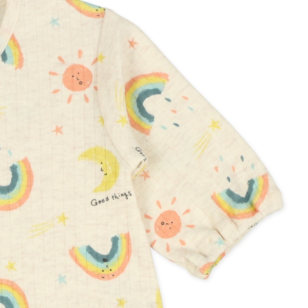 スムースレインボー総柄長袖コンビドレス