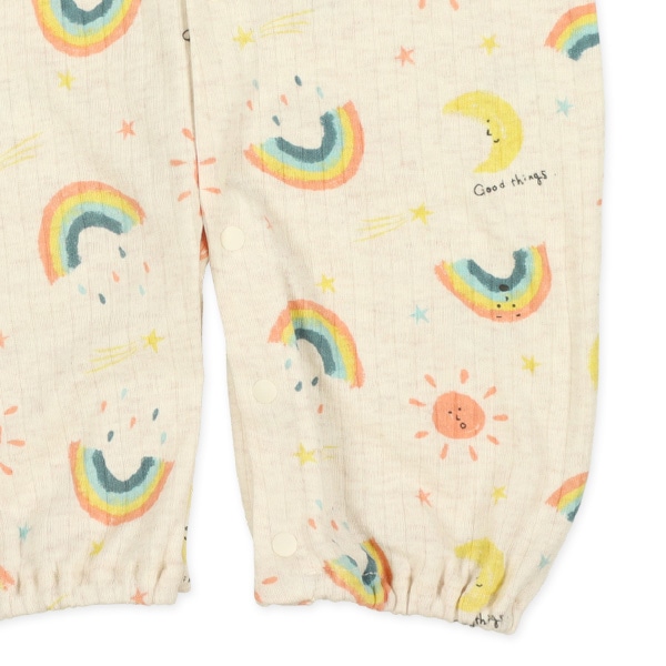 スムースレインボー総柄長袖コンビドレス