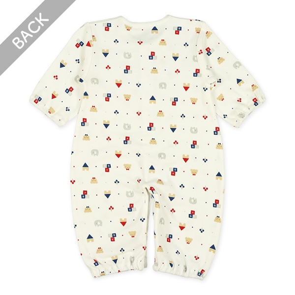 スムーストリコロールくま長袖コンビドレス