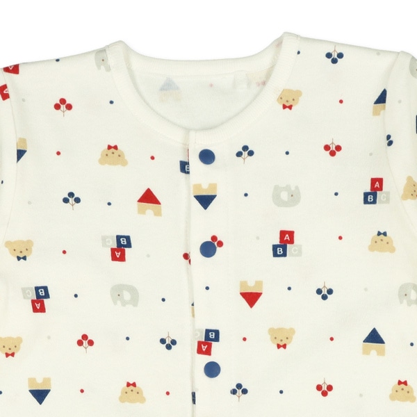 スムーストリコロールくま長袖コンビドレス