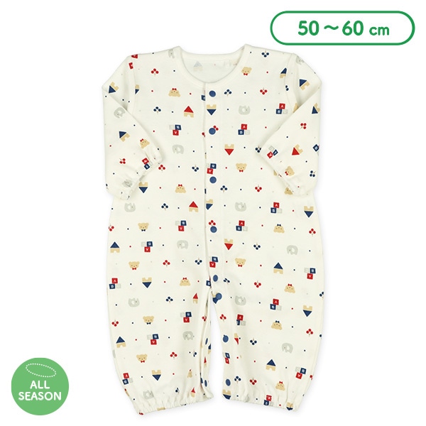 スムーストリコロールくま長袖コンビドレス