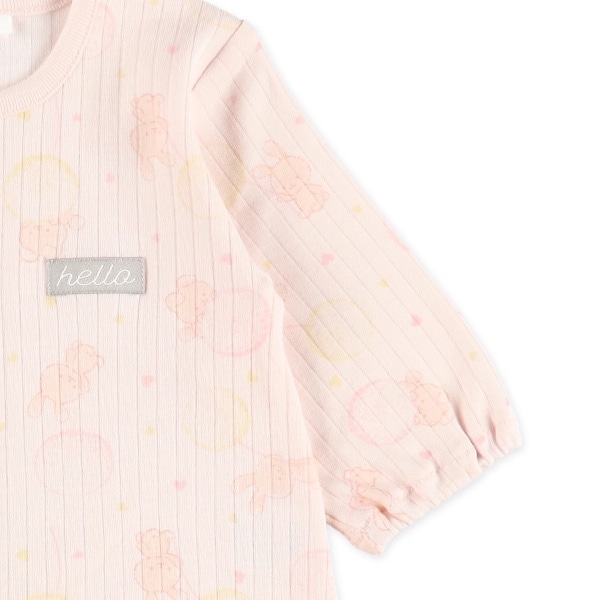 スムース針抜きふわふわアニマル長袖コンビドレス