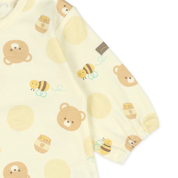 スムースくまはちみつ総柄長袖コンビドレス