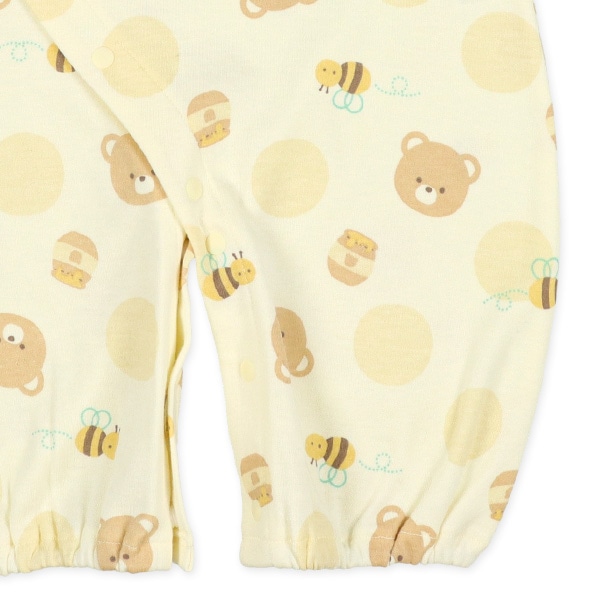 スムースくまはちみつ総柄長袖コンビドレス