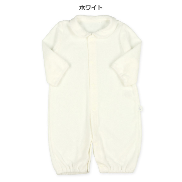 パイル襟付きシンプル長袖コンビドレス