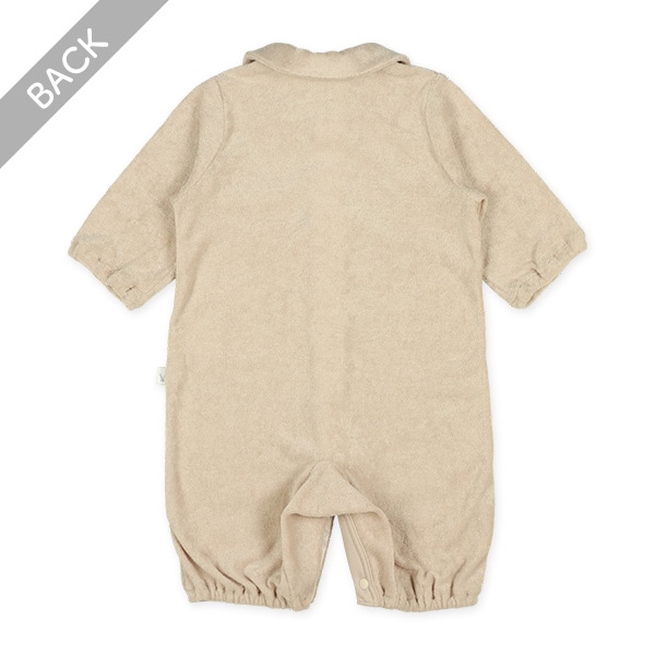 パイル襟付きシンプル長袖コンビドレス