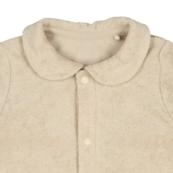 パイル襟付きシンプル長袖コンビドレス