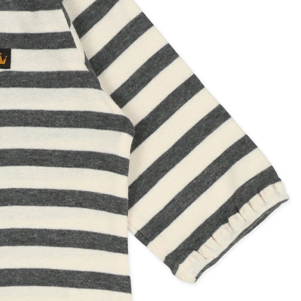 フライスベーシックボーダー長袖コンビドレス