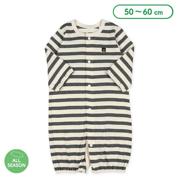 フライスベーシックボーダー長袖コンビドレス