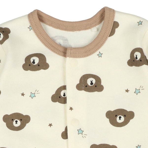 スムースくまフェイス総柄長袖コンビドレス